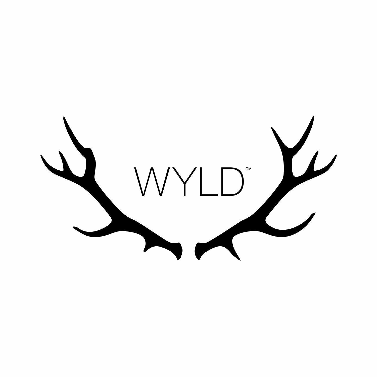 Black antlers with 'WYLD' logo on a white background